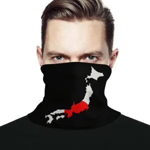 Flag Map of Japan Unisex Neck Gaiter Sun Protection Multifunctional Face Cover Camping & Hiking Equipment