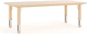 Flash Furniture Wren Adjustable Classroom Activity Table for School and Home, Plastic Activity Table for Kids, 23.625" W x 47.25" L, Natural