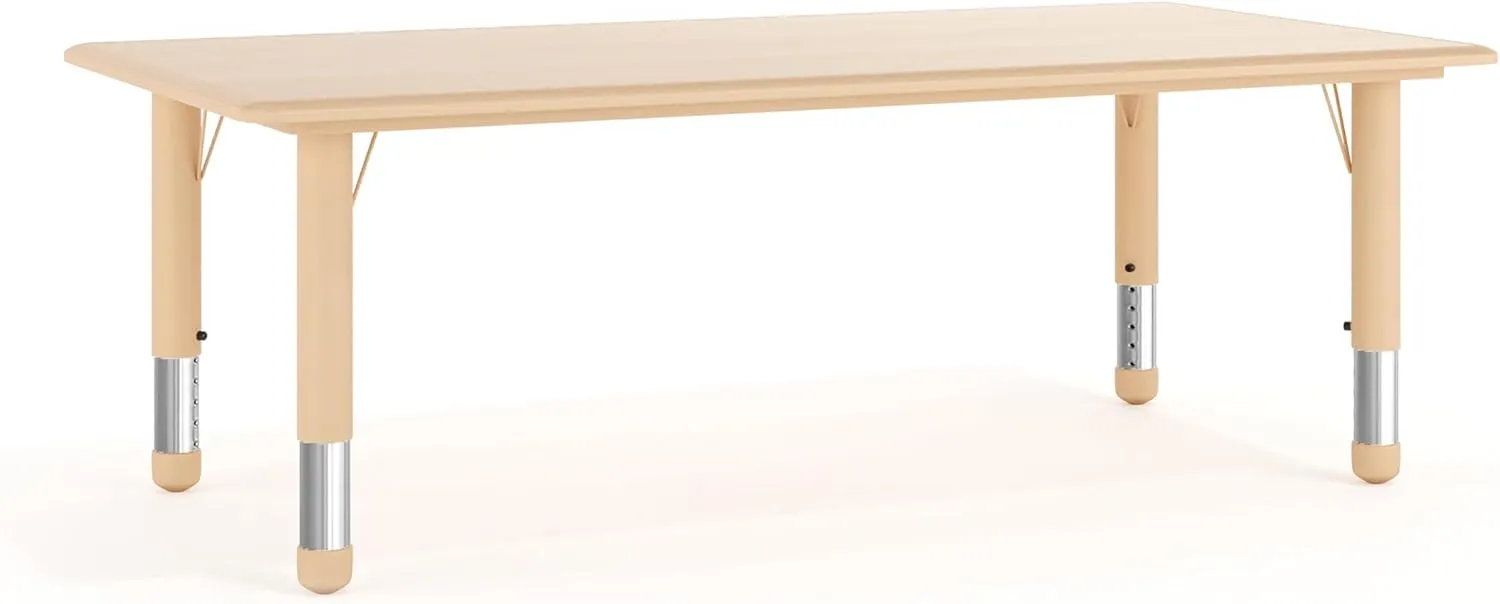 Flash Furniture Wren Adjustable Classroom Activity Table for School and Home, Plastic Activity Table for Kids, 23.625" W x 47.25" L, Natural