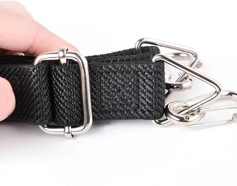 Flat Bungee Cord with Hooks Adjustable Fits Size (Black, ADJ 48 inches)