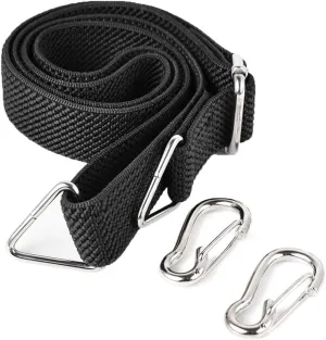 Flat Bungee Cord with Hooks Adjustable Fits Size (Black, ADJ 48 inches)