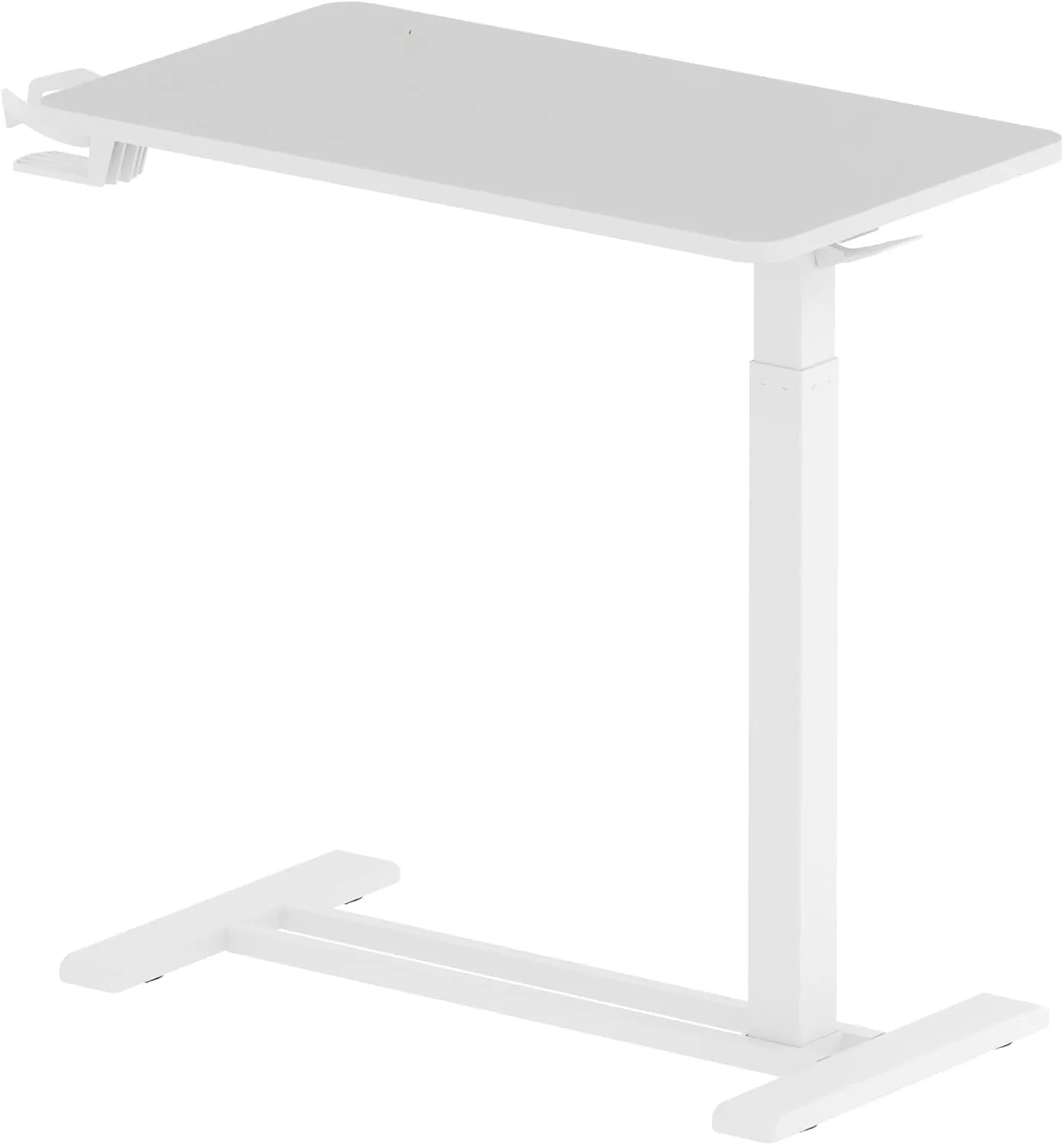FLEXISPOT Adjustable C Table with Wheels, Mobile Snack Side End Table Sofa Couch Bedside Table Laptop Rolling Cart TV Tray Night Stand Small Space Side Table,(27.6" W x 15.7" D,White)