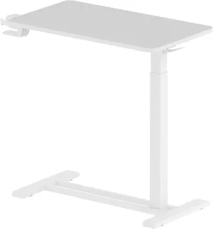 FLEXISPOT Adjustable C Table with Wheels, Mobile Snack Side End Table Sofa Couch Bedside Table Laptop Rolling Cart TV Tray Night Stand Small Space Side Table,(27.6" W x 15.7" D,White)