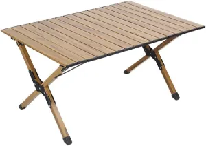 Foldable Aluminum Alloy Camping Table with Imitation Wood Finish - Perfect for Picnics and Family Gatherings