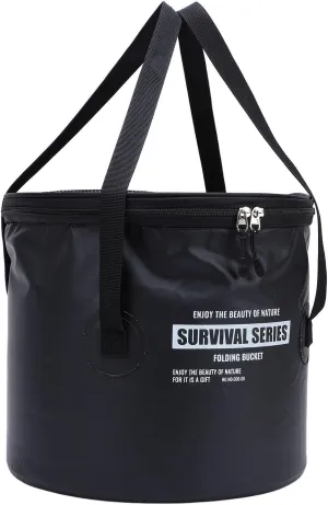 Foldable Bucket with Handle, Multifunctional Foldable Water Container, Lightweight Folding Water Container, Cloth Folding Bucket with Mesh Pouch, Folding Bucket for Camping (Black)