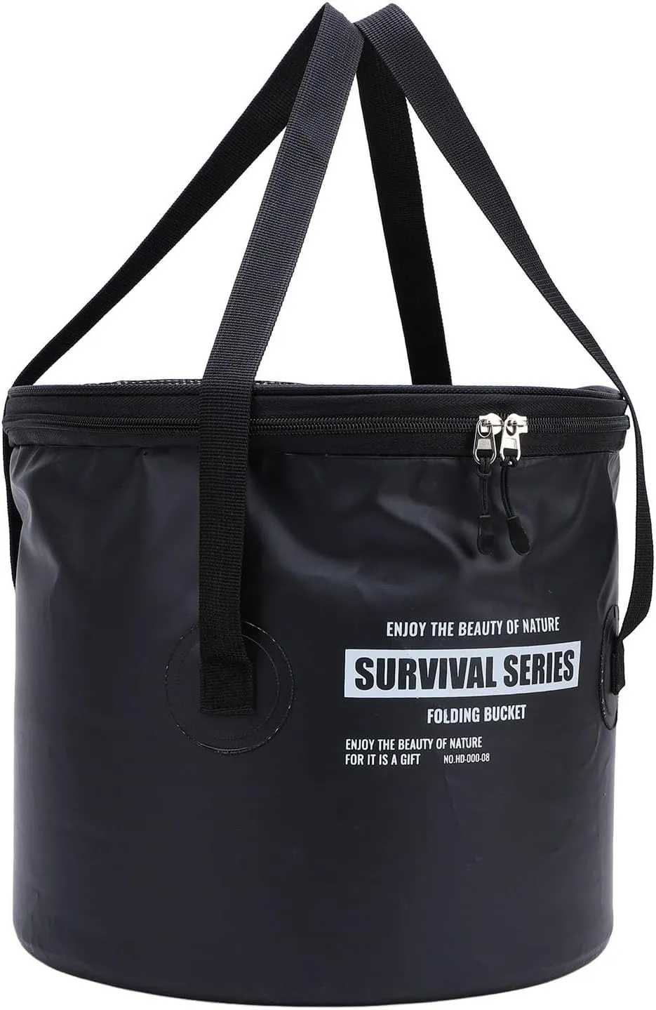 Foldable Bucket with Handle, Multifunctional Foldable Water Container, Lightweight Folding Water Container, Cloth Folding Bucket with Mesh Pouch, Folding Bucket for Camping (Black)