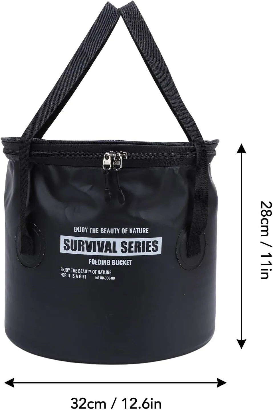 Foldable Bucket with Handle, Multifunctional Foldable Water Container, Lightweight Folding Water Container, Cloth Folding Bucket with Mesh Pouch, Folding Bucket for Camping (Black)