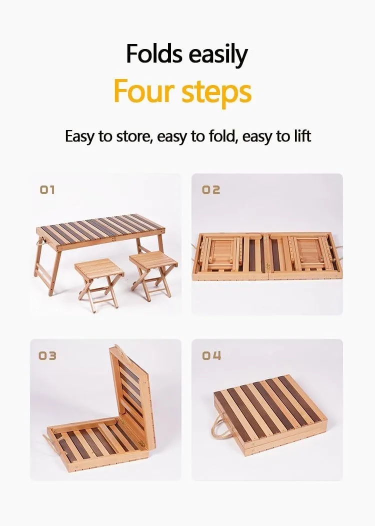 Foldable Portable Table and Chair Set, Height Folding Camping Table, Camping Kitchen Table, for Outdoor Traveling, Camping, Dating, Picnic, Barbecue, Gathering and Dining