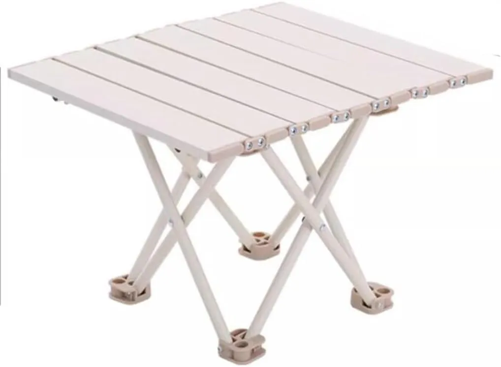 Folding Aluminum Alloy Camping Table White Portable Ultralight Compact Small Side Table with Carrying Bag, for Beach, Outdoor Picnic, Cooking, Travel, BBQ