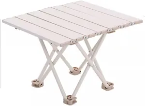 Folding Aluminum Alloy Camping Table White Portable Ultralight Compact Small Side Table with Carrying Bag, for Beach, Outdoor Picnic, Cooking, Travel, BBQ