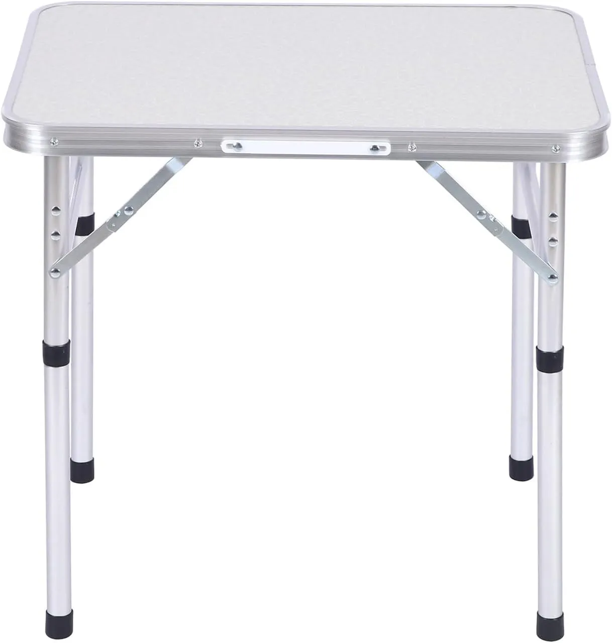 Folding Camp Table Car Camping Portable Picnic BBQ Lightweight Compact Aluminum Dining 27.5''L x21.6'W with Adjustable Height Legs Indoor Outdoor 3 Heights 21.6"/23.6"/27.5"-70 * 55cm-White