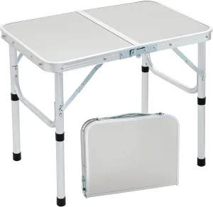 Folding Camp Table Small, 24''L x16''W with Adjustable Height Legs, Indoor Outdoor Lightweight Portable Aluminum Dining Table for Picnic Camping 2-Feet（2 Heights 10"/19"）