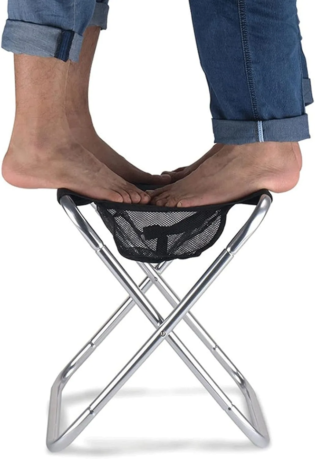 Folding Camping Chair Outdoor Fishing Folding Stool, Outdoor Portable Folding Chair, Camping Chair, Camping Aluminum Alloy Fishing Stool(Color:Blue 16cm)