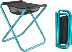 Folding Camping Chair Outdoor Fishing Folding Stool, Outdoor Portable Folding Chair, Camping Chair, Camping Aluminum Alloy Fishing Stool(Color:Blue 16cm)