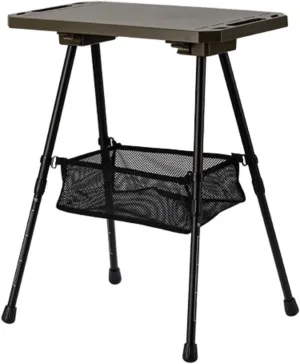 Folding Camping Table Aluminum Alloy Desk Furniture Adjustable Height with Storage for Tailgating Kitchen Garden Party Yard, Dark Green