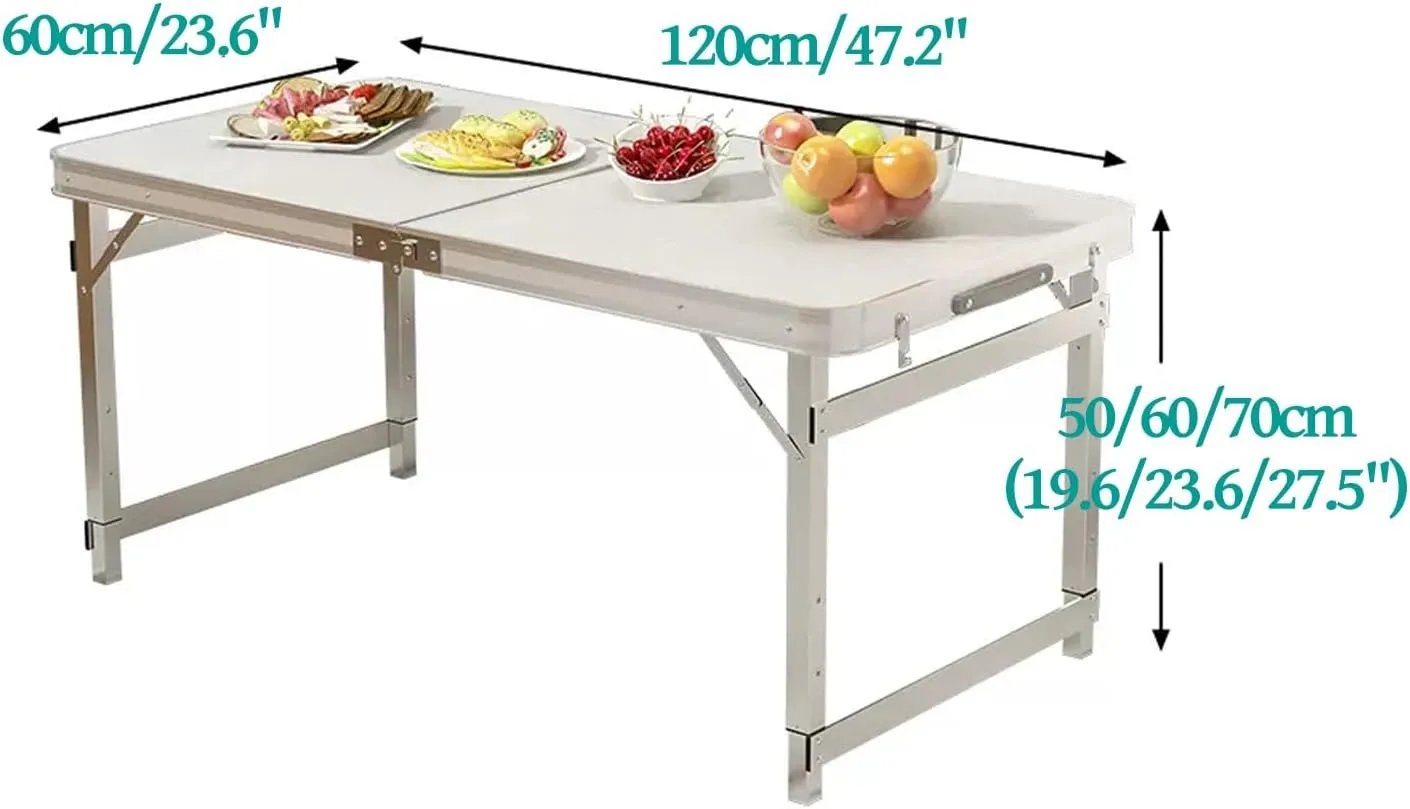 Folding Camping Table and Chairs, Aluminum Folding Table, Adjustable Height, Folding Table and Chairs for Camping, Picnic, BBQ, Beach (Color : D)