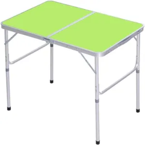 Folding Table 90×60Cm Outdoor, Portable Household Dining Table and Chair, Outdoor, Camping Barbecue Table with Aluminum Stool(Green,Without Aluminum Stool)