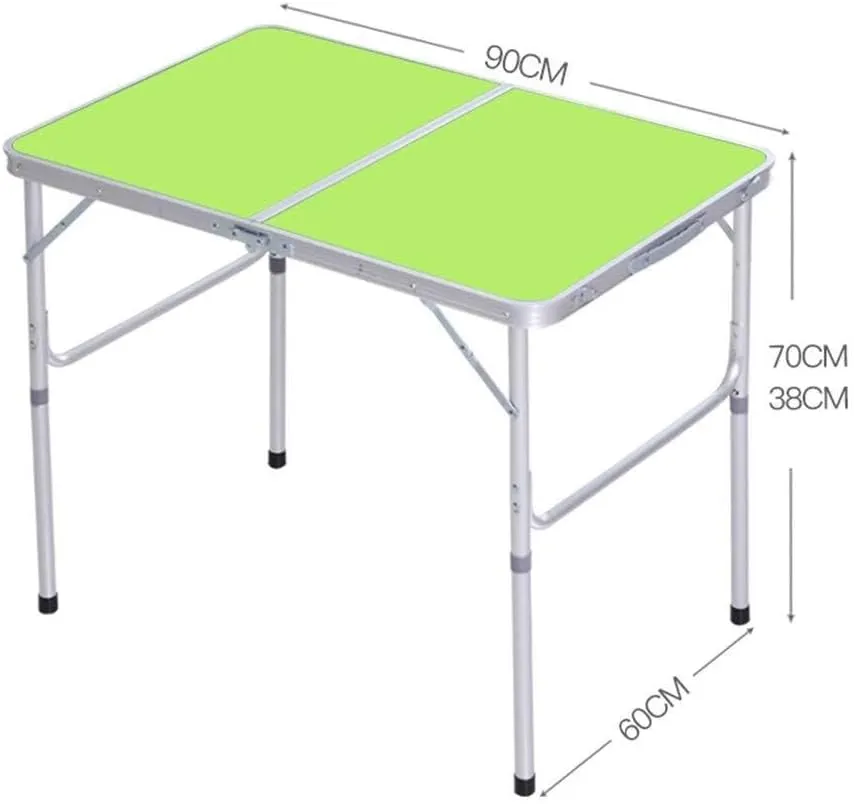Folding Table 90×60Cm Outdoor, Portable Household Dining Table and Chair, Outdoor, Camping Barbecue Table with Aluminum Stool(Green,Without Aluminum Stool)
