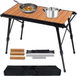 Folding Table - Beach Picnic Collapsible Rack, Adjustable Height Camping Tables | Portable Folding Counter, Camp Desk with Aluminum Legs, for Outdoor Hiking Fun Home, 18x12.5x55cm