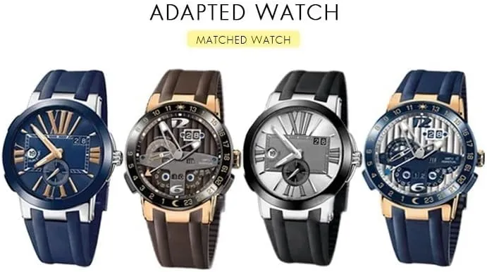For Athens Ulysse Nardin Blue Black Sport Waterproof Watchbands Folding Buckle Watch Accessories 26mm Silicone Rubber Watch Strap