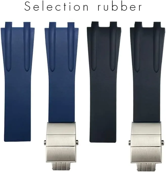 For Athens Ulysse Nardin Blue Black Sport Waterproof Watchbands Folding Buckle Watch Accessories 26mm Silicone Rubber Watch Strap