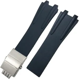 For Athens Ulysse Nardin Blue Black Sport Waterproof Watchbands Folding Buckle Watch Accessories 26mm Silicone Rubber Watch Strap