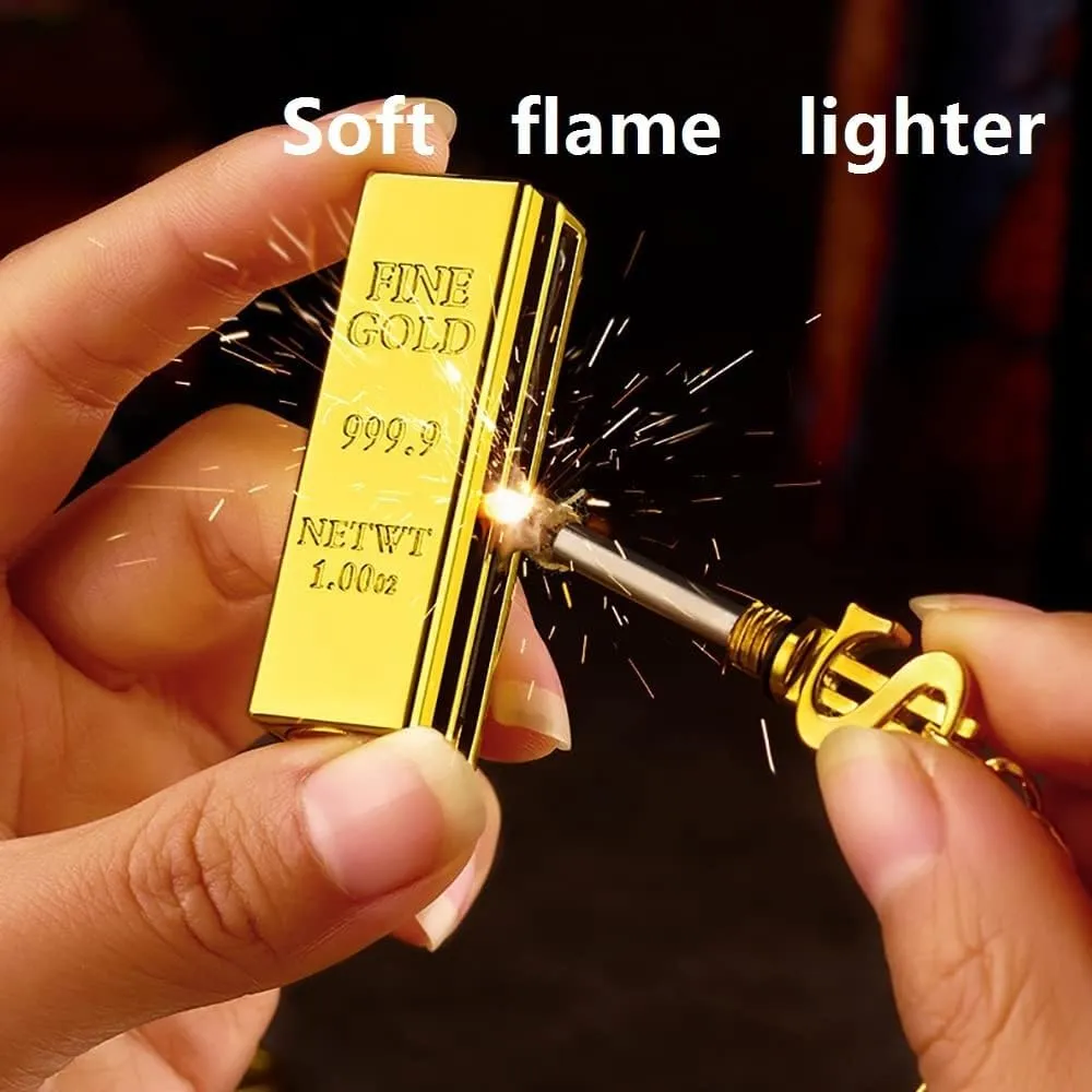 Forever Match Keychain Lighter, Reusable Keychain Matches, Waterproof Match Kerosene Lighter, Suitable for Outdoor, Indoor (No Fuel Included)(Gold*2)