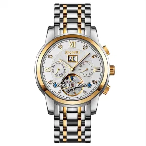 Fully Automatic Mechanical Watch with Tourbillon Hollow Movement, Multifunctional Display of Week, Calendar, Month, Men's Waterproof Luminous Mechanical Watch
