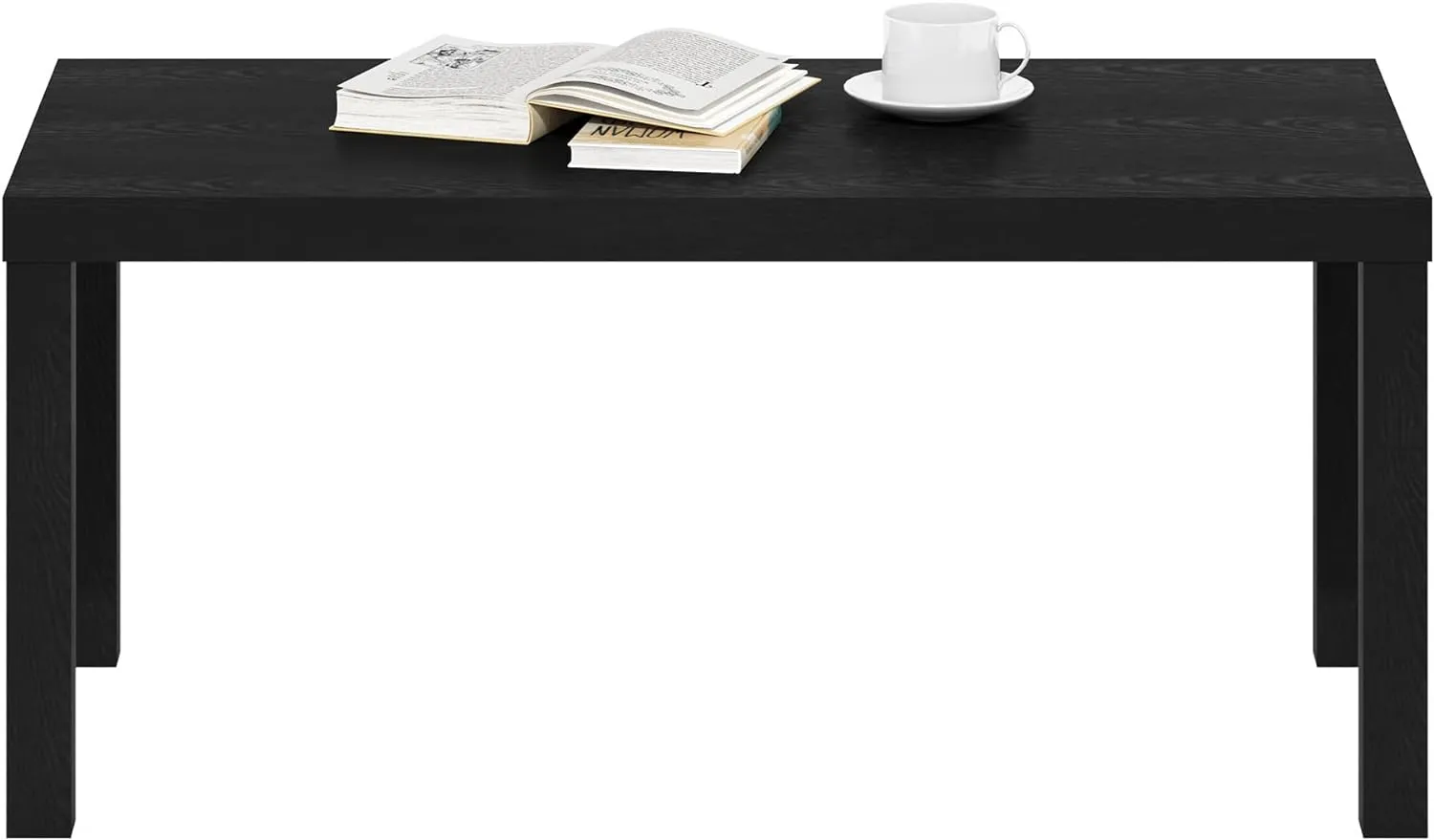 Furinno Classic Simple Coffee Table for Living Room, 38.98 (W) x 17.52 (H) x 18.9 (D) Inches, Black