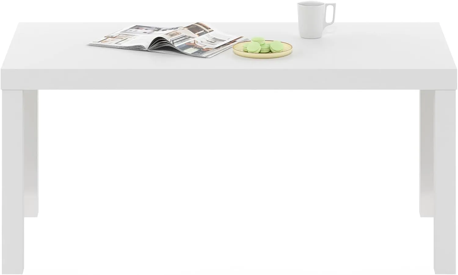 Furinno Classic Simple Coffee Table for Living Room, 38.98 (W) x 17.52 (H) x 18.9 (D) Inches, White