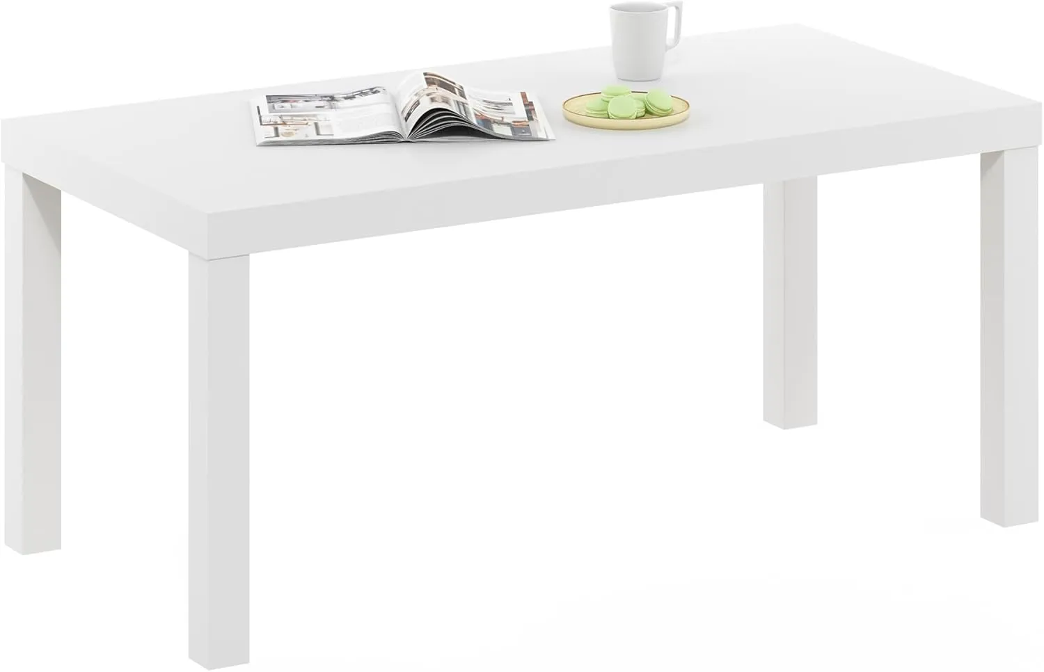 Furinno Classic Simple Coffee Table for Living Room, 38.98 (W) x 17.52 (H) x 18.9 (D) Inches, White