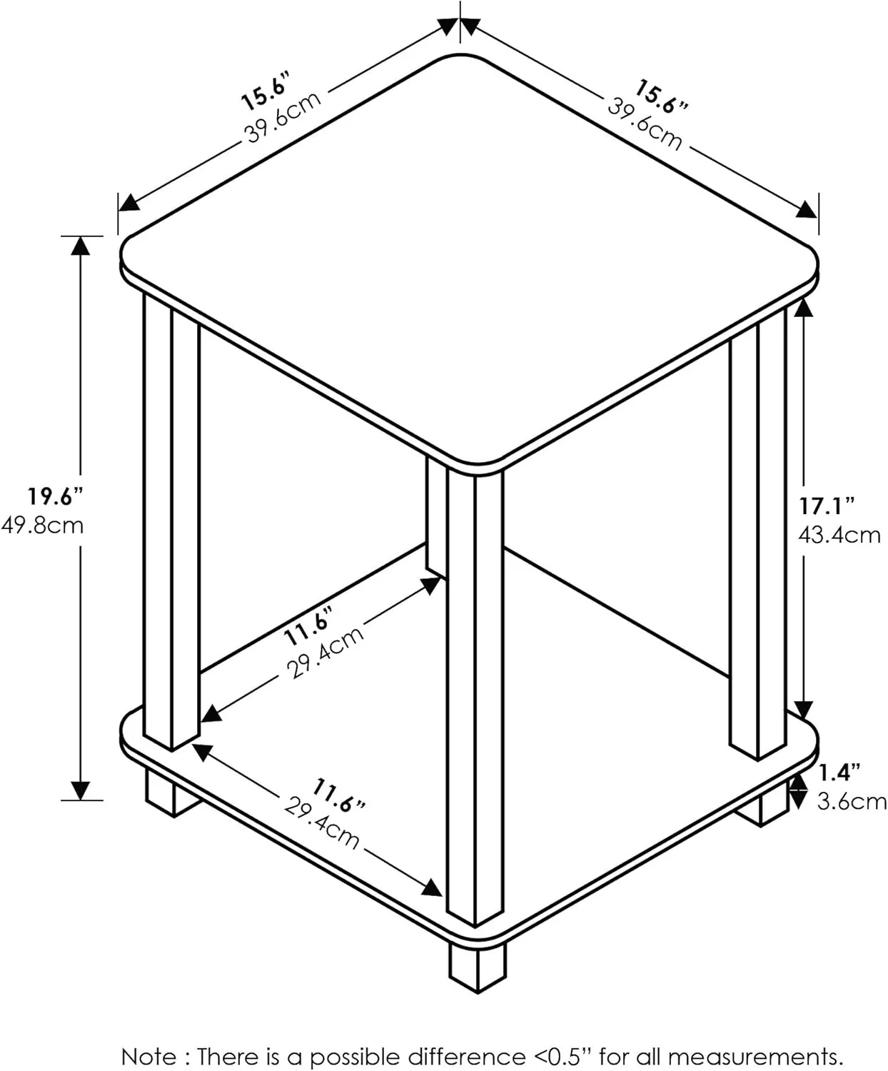 Furinno Simplistic Set of 2 End Table, French Oak Grey/Black