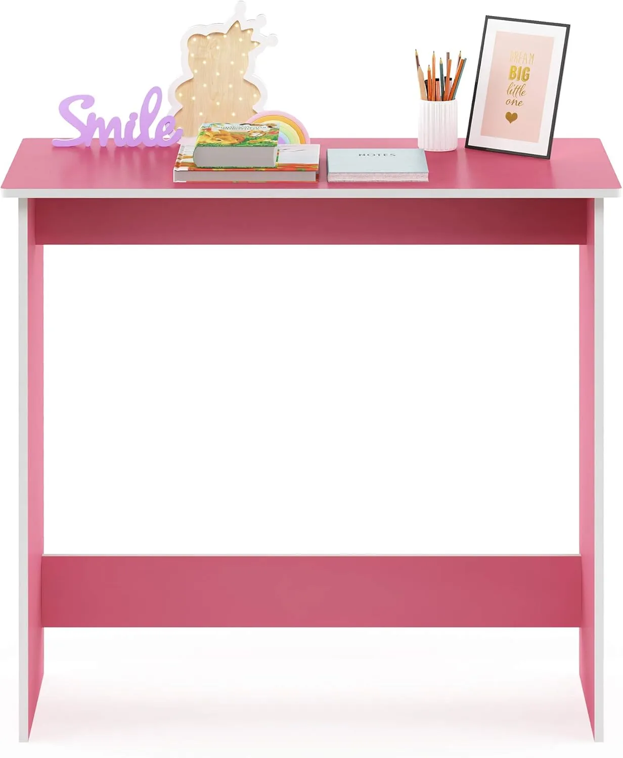 FURINNO Simplistic Study Table, Pink, 15.5 in x 31.5 in x 29.75 in (D x W x H)
