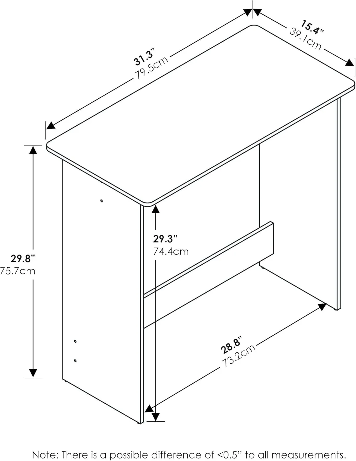 FURINNO Simplistic Study Table, Pink, 15.5 in x 31.5 in x 29.75 in (D x W x H)