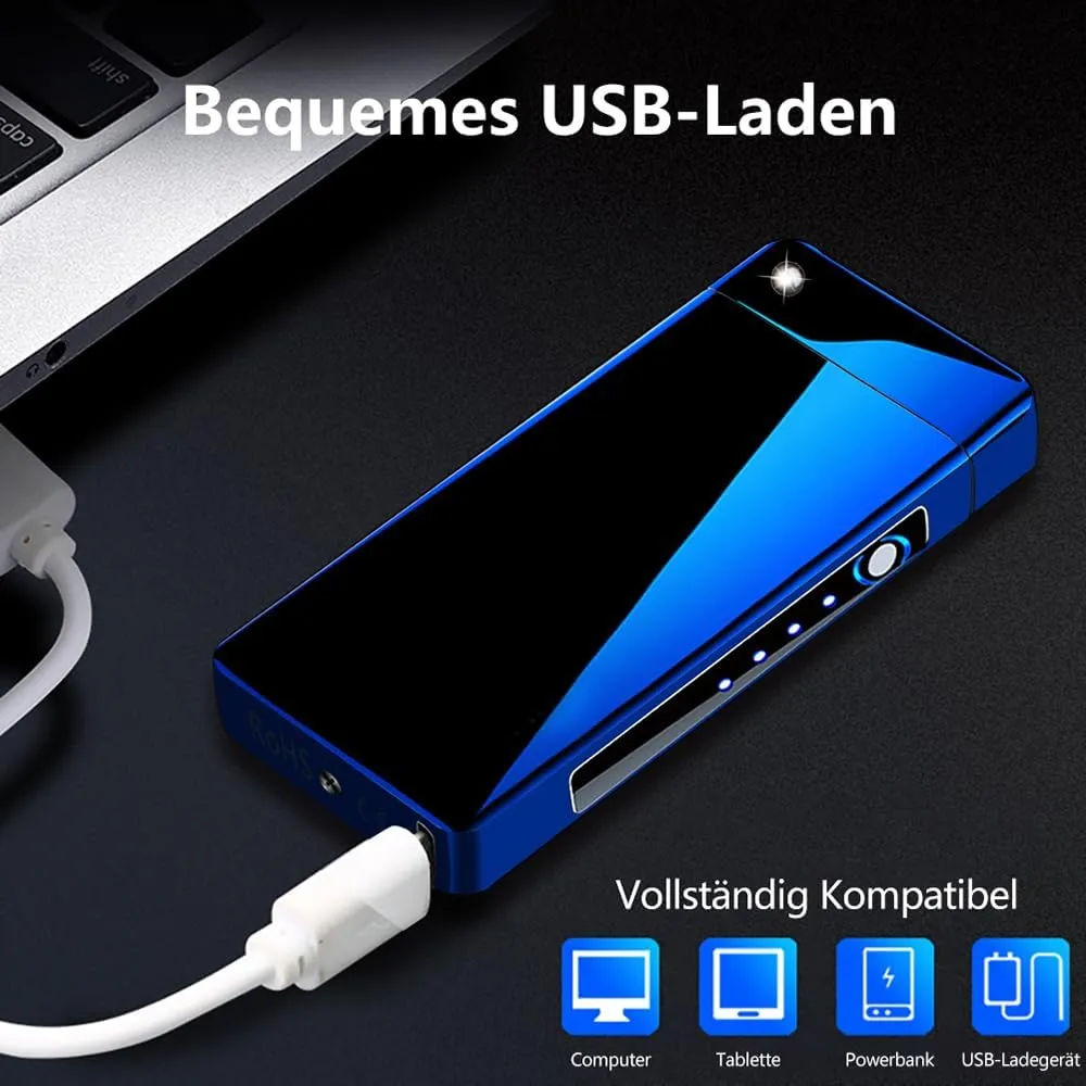 GADATOP Arc Plasma Flame Lighter USB Rechargeable Windproof Electric Lighter for Candle (Blue)