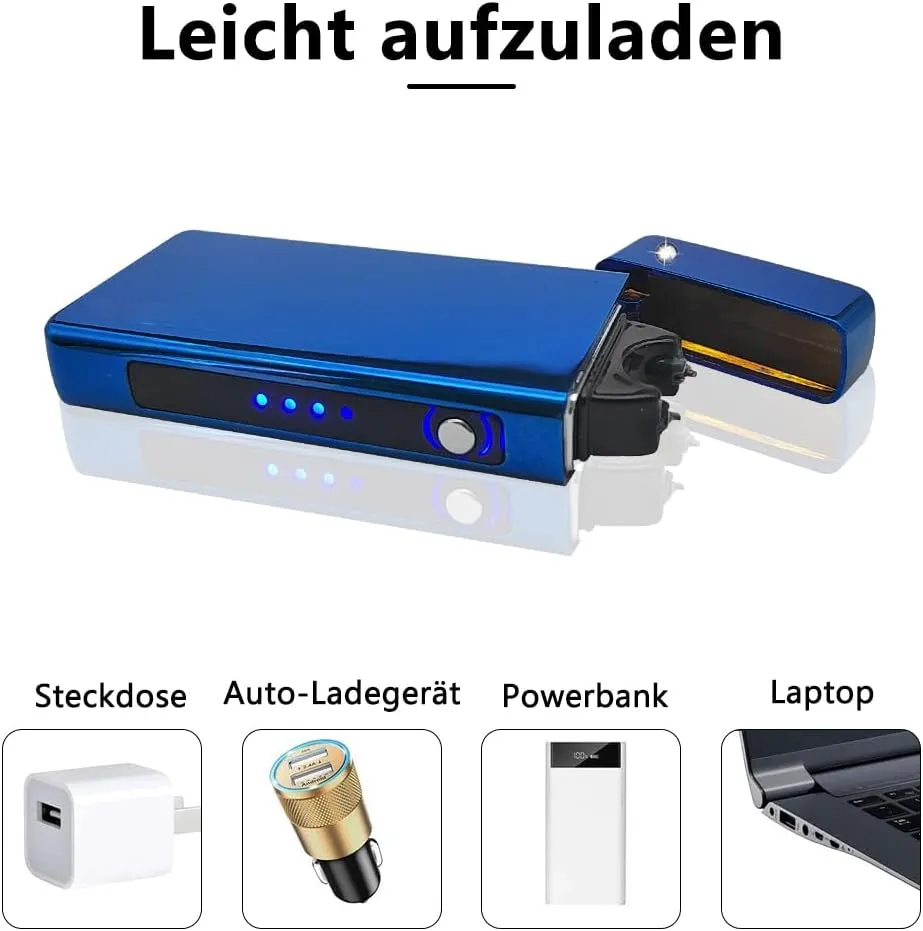 GADATOP Arc Plasma Flame Lighter USB Rechargeable Windproof Electric Lighter for Candle (Blue)