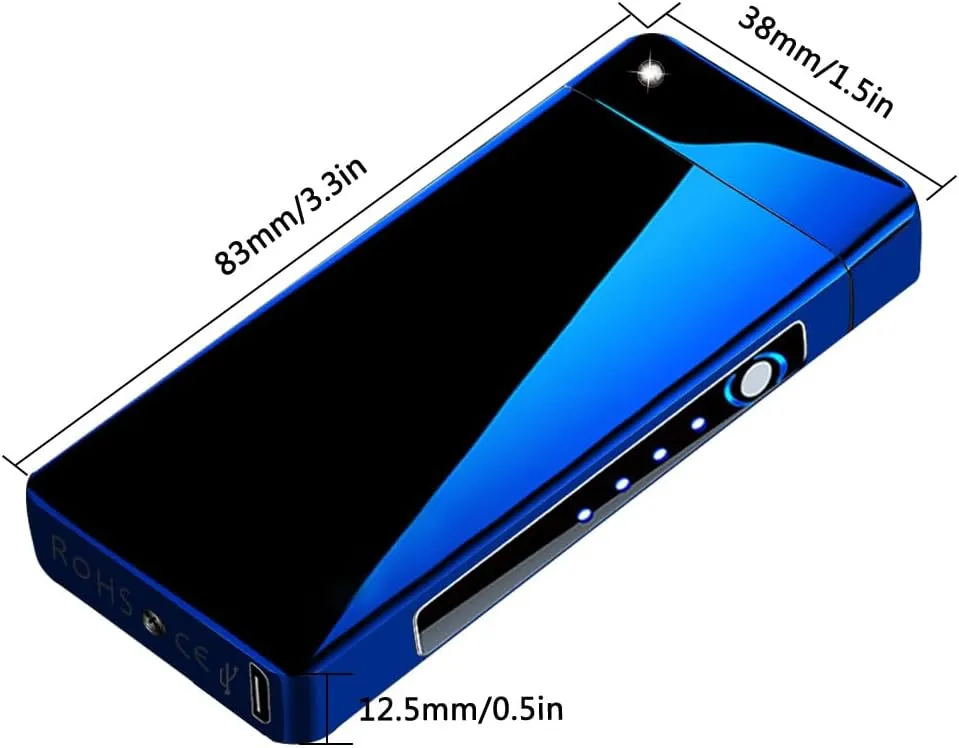 GADATOP Arc Plasma Flame Lighter USB Rechargeable Windproof Electric Lighter for Candle (Blue)