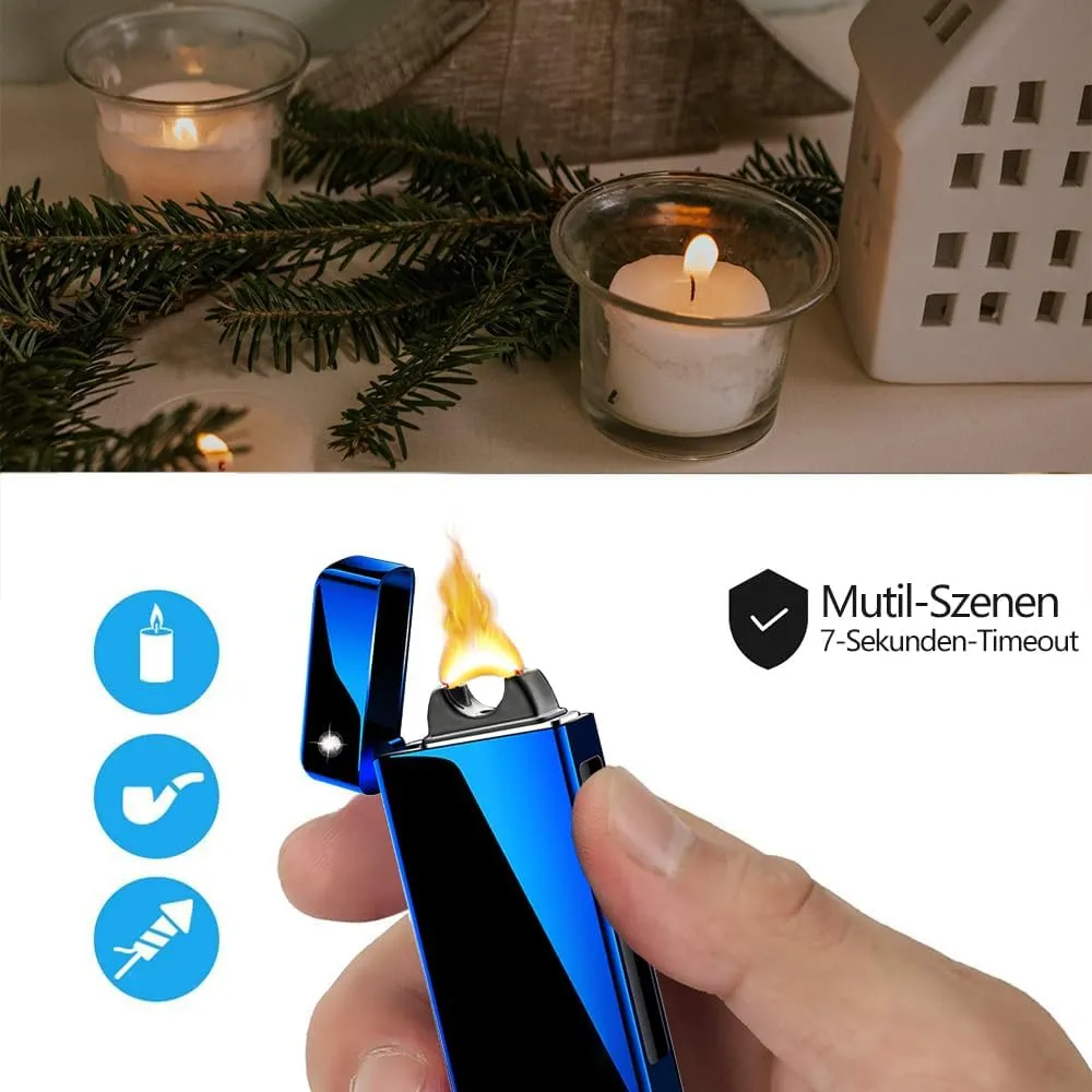 GADATOP Arc Plasma Flame Lighter USB Rechargeable Windproof Electric Lighter for Candle (Blue)