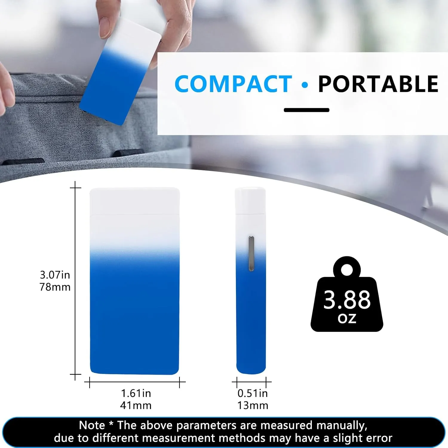GADATOP Electric Lighter Rechargeable Lighter Arc Plasma Lighter Flameless Lighter Outdoor Windproof Lighter Colorful Gradient Lighter with Rhythmic Flashing Battery Indicator (White-Blue Gradient)