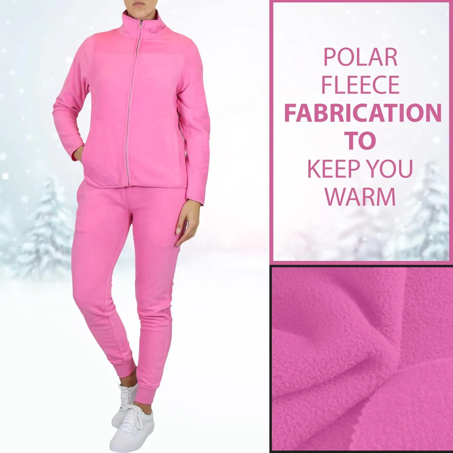 Galaxy by Harvic Women's Polar Fleece Jacket & Joggers Pant Set with pocket for Jogging, Sports