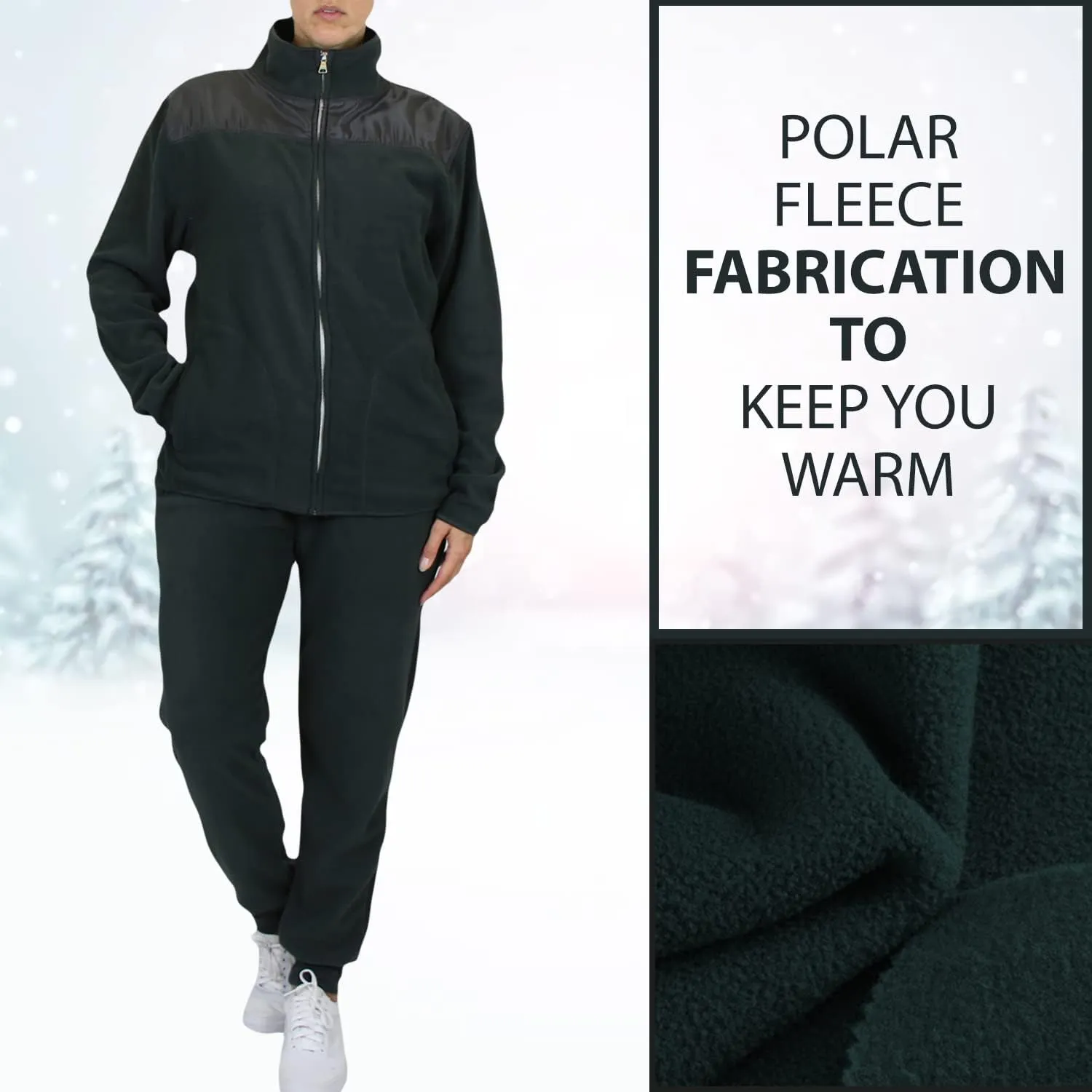 Galaxy by Harvic Women's Polar Fleece Jacket & Joggers Pant Set with pocket for Jogging, Sports