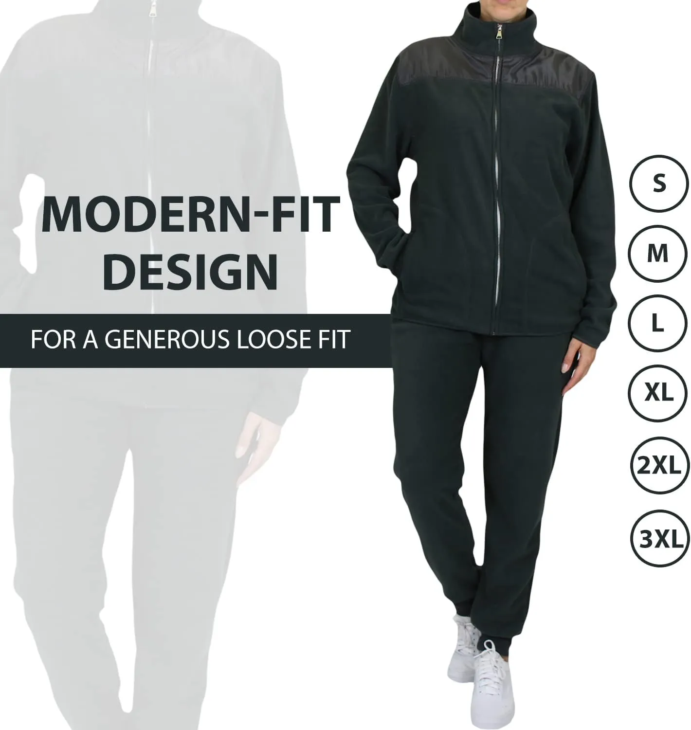 Galaxy by Harvic Women's Polar Fleece Jacket & Joggers Pant Set with pocket for Jogging, Sports