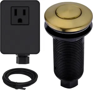 Garbage Disposal Air Switch Kit with with Long Button, Champagne Bronze (Brass Cover)