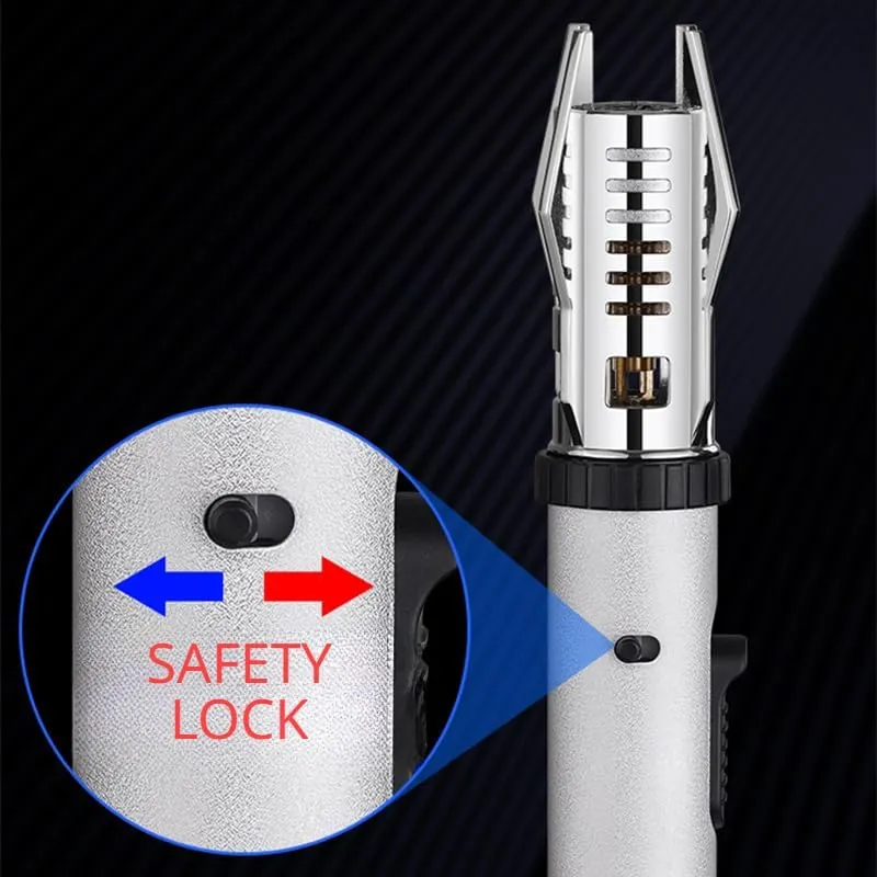 Generic Big Flame Torch Lighter, Outdoor BBQ Kitchen Lighter, Candle Lighter, Windproof Red Flame Lighter, Refillable Butane Gas Lighter (Black)
