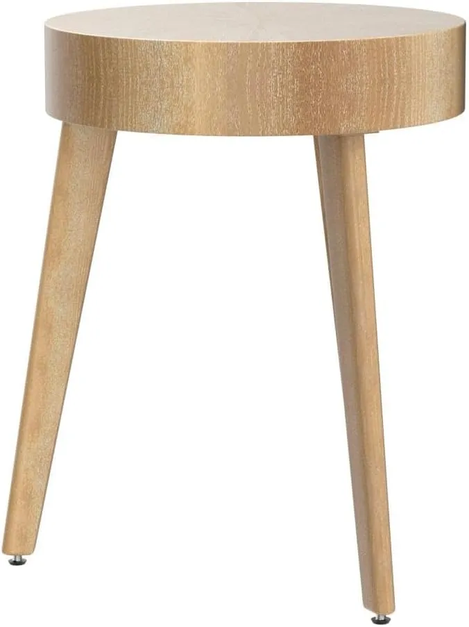 Gexpusm Round Wood End Tables for Living Room, Farmhouse Circle Side Table, Rustic Mid-Century Wooden Nightstand Bedside Table for Apartment, Easy Assembly (Only End Table, 16" Dx16 Wx18 H)
