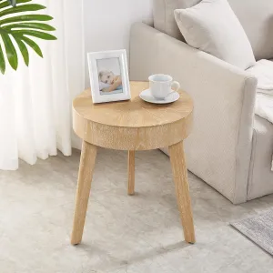 Gexpusm Round Wood End Tables for Living Room, Farmhouse Circle Side Table, Rustic Mid-Century Wooden Nightstand Bedside Table for Apartment, Easy Assembly (Only End Table, 16" Dx16 Wx18 H)