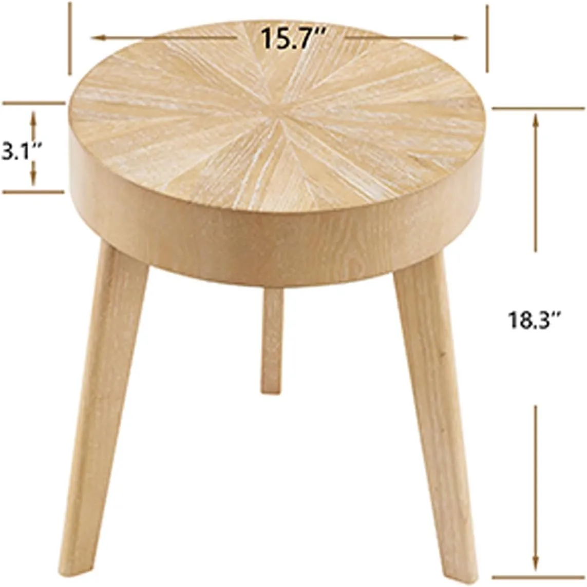 Gexpusm Round Wood End Tables for Living Room, Farmhouse Circle Side Table, Rustic Mid-Century Wooden Nightstand Bedside Table for Apartment, Easy Assembly (Only End Table, 16" Dx16 Wx18 H)