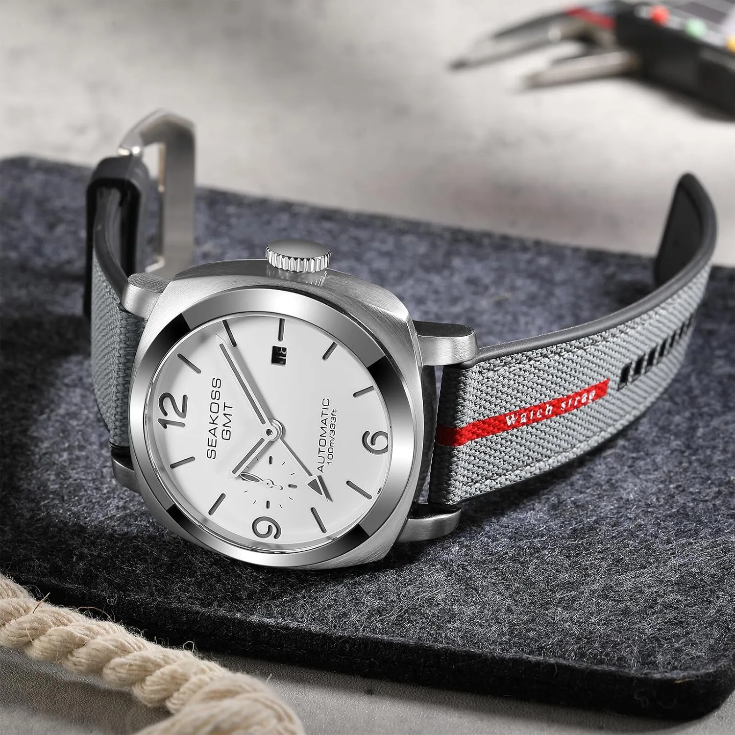 GMT Watches for Men Automatic 45MM Date 10ATM Waterproof Seagull ST2557 Movement Luminous Stainless Steel Sapphire Glass Mechanical Wristwatches S8441