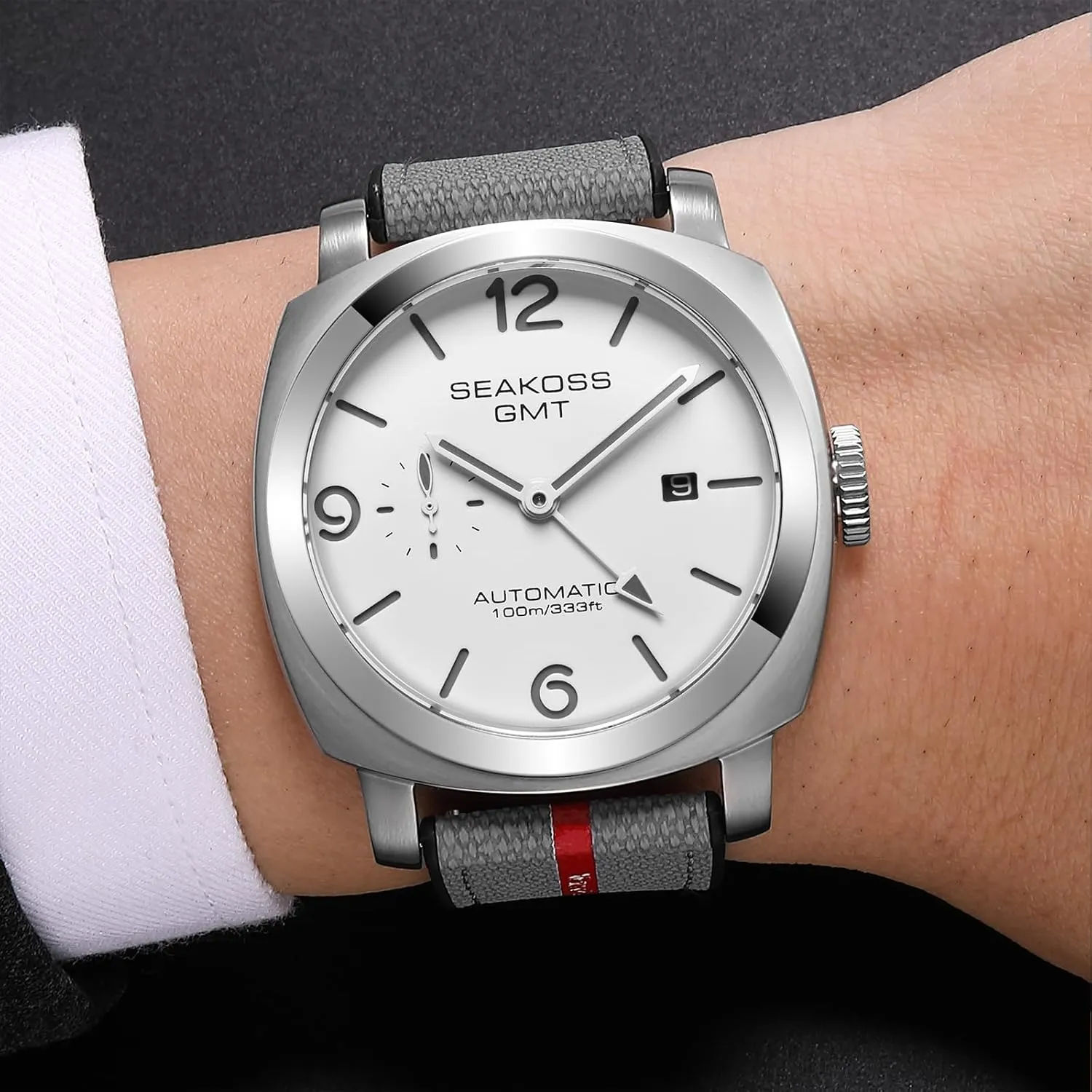 GMT Watches for Men Automatic 45MM Date 10ATM Waterproof Seagull ST2557 Movement Luminous Stainless Steel Sapphire Glass Mechanical Wristwatches S8441