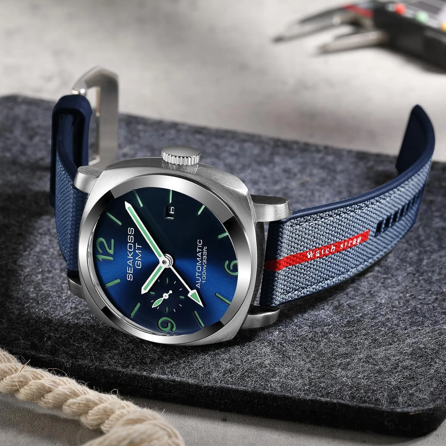 GMT Watches for Men Automatic 45MM Date 10ATM Waterproof Seagull ST2557 Movement Luminous Stainless Steel Sapphire Glass Mechanical Wristwatches S8441